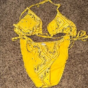 wild fable Yellow Bandana Print Triangle Bikini Set